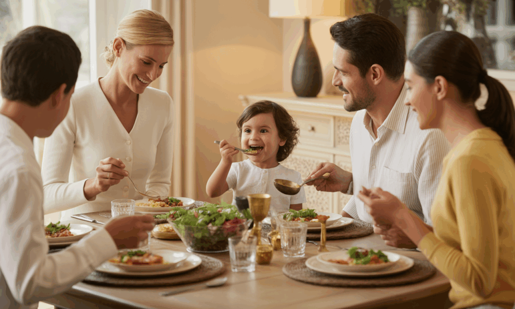 Immagine di una famiglia a tavola